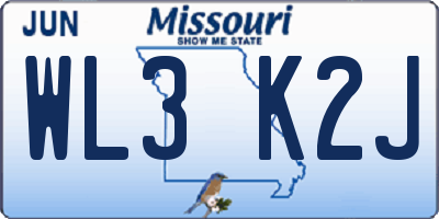 MO license plate WL3K2J