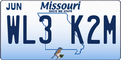 MO license plate WL3K2M