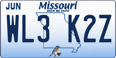 MO license plate WL3K2Z