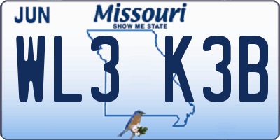 MO license plate WL3K3B