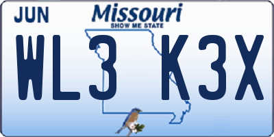 MO license plate WL3K3X