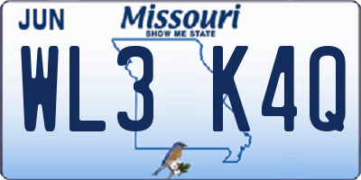 MO license plate WL3K4Q