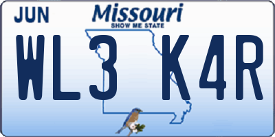 MO license plate WL3K4R