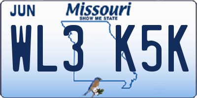 MO license plate WL3K5K