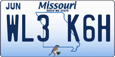 MO license plate WL3K6H
