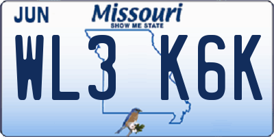 MO license plate WL3K6K