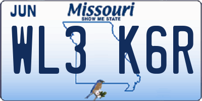 MO license plate WL3K6R