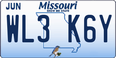 MO license plate WL3K6Y