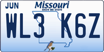 MO license plate WL3K6Z