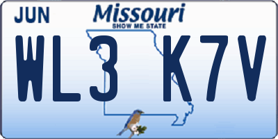 MO license plate WL3K7V
