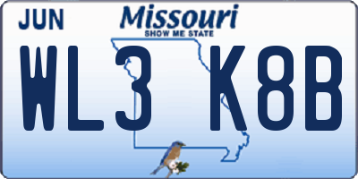 MO license plate WL3K8B