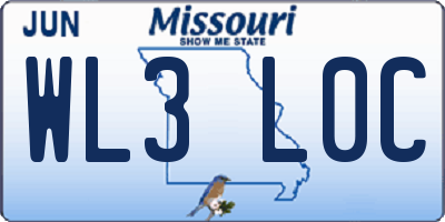 MO license plate WL3L0C