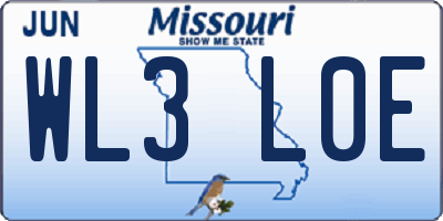 MO license plate WL3L0E