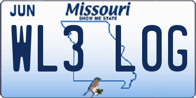 MO license plate WL3L0G