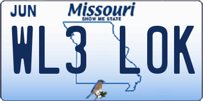 MO license plate WL3L0K