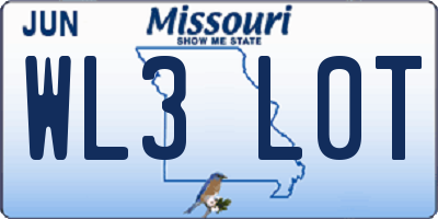MO license plate WL3L0T