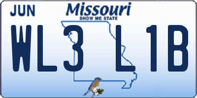 MO license plate WL3L1B