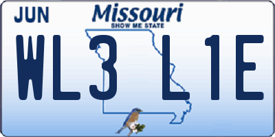 MO license plate WL3L1E