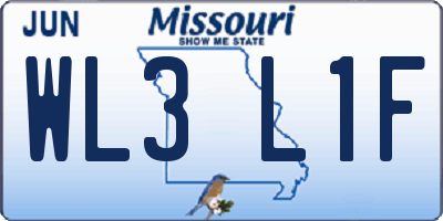 MO license plate WL3L1F