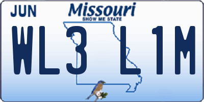 MO license plate WL3L1M