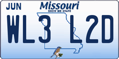 MO license plate WL3L2D