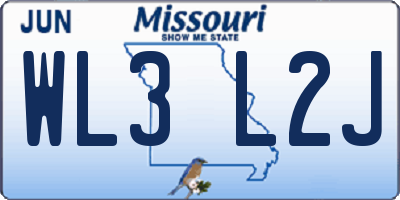 MO license plate WL3L2J