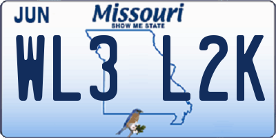 MO license plate WL3L2K