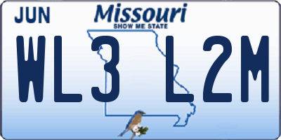 MO license plate WL3L2M