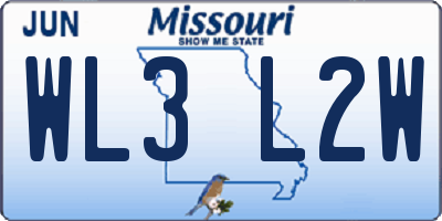 MO license plate WL3L2W