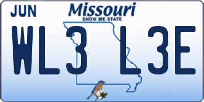 MO license plate WL3L3E