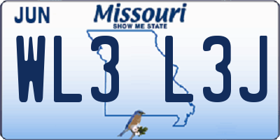 MO license plate WL3L3J