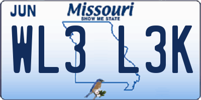 MO license plate WL3L3K