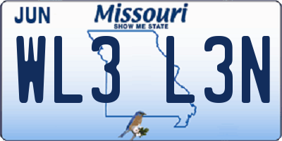 MO license plate WL3L3N
