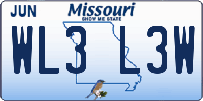 MO license plate WL3L3W