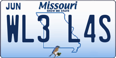 MO license plate WL3L4S