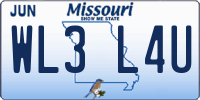 MO license plate WL3L4U