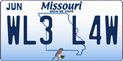 MO license plate WL3L4W