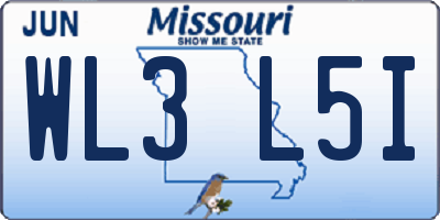 MO license plate WL3L5I