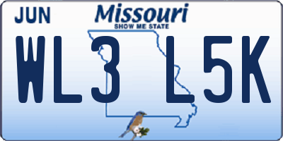 MO license plate WL3L5K
