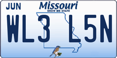 MO license plate WL3L5N