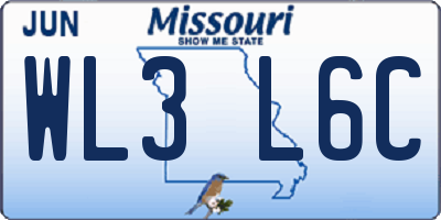 MO license plate WL3L6C