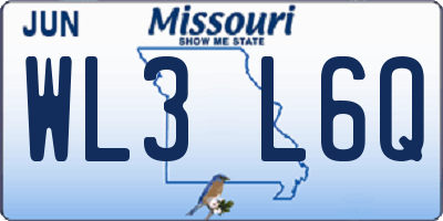MO license plate WL3L6Q