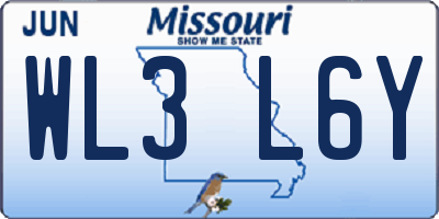 MO license plate WL3L6Y