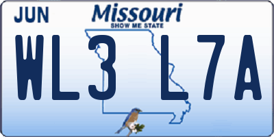 MO license plate WL3L7A