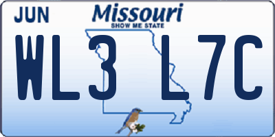 MO license plate WL3L7C