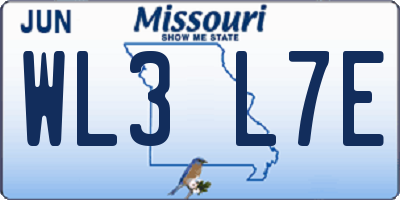 MO license plate WL3L7E