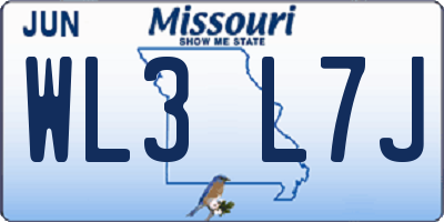 MO license plate WL3L7J