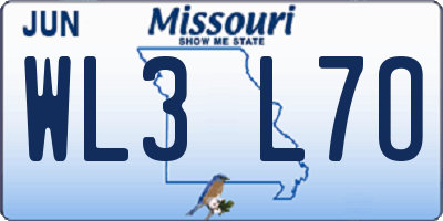 MO license plate WL3L7O