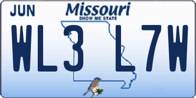 MO license plate WL3L7W