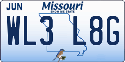 MO license plate WL3L8G